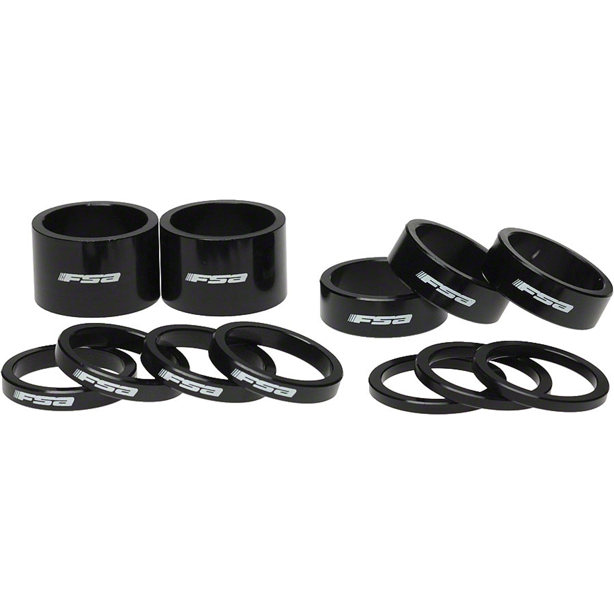 FSA Assorted Headset Spacer Kit 1-1/8" Black with Logo