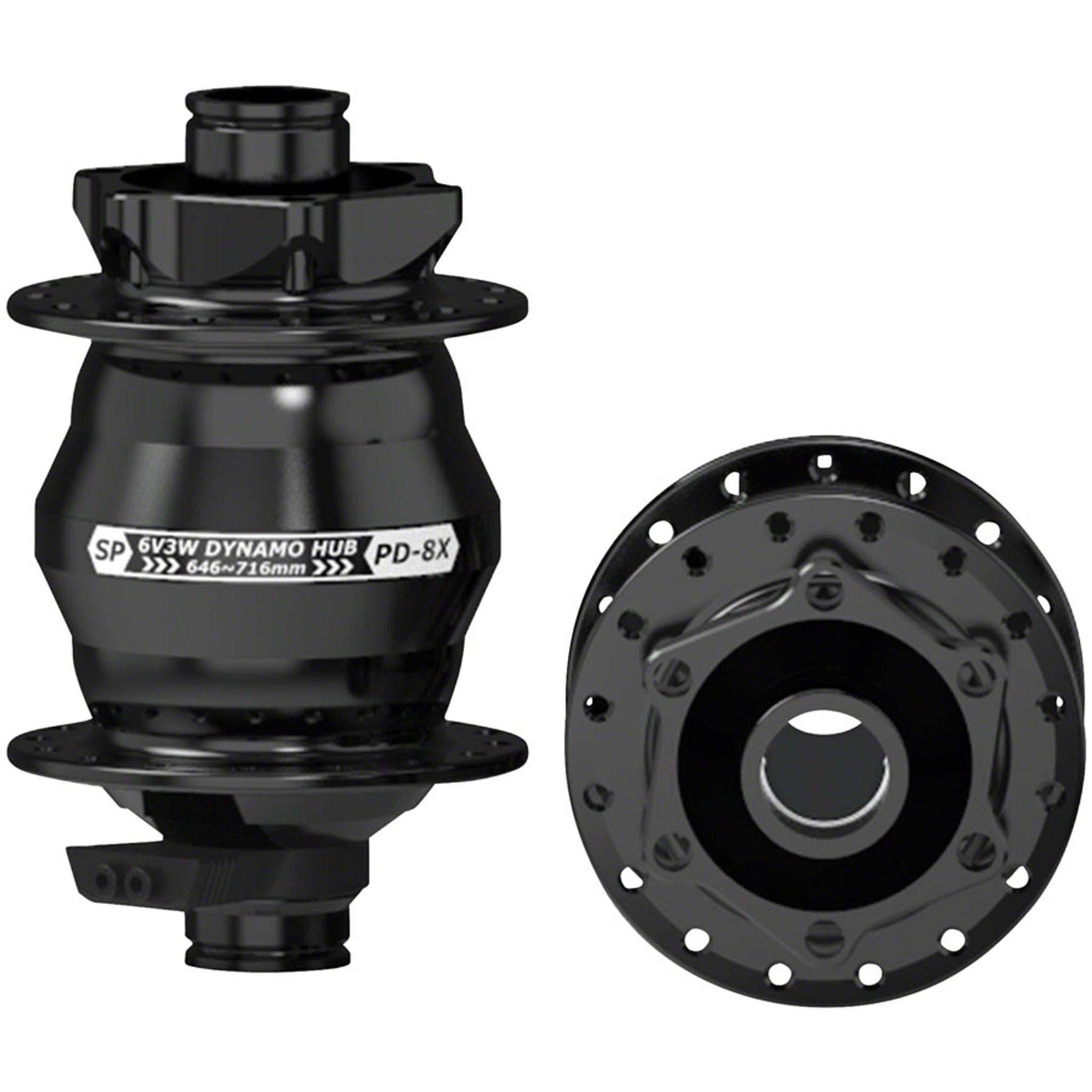 8X Series Dynamo Front Hub - PD-8X-110 6V- 3W, 15 x 110mm, 6-Bolt, 32H, Black