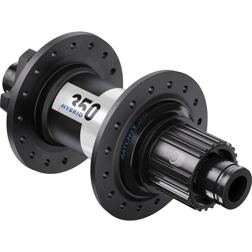 350 Deg Hybrid Rear Hub - 6-Bolt - 32H - DEG 60 DF - 12 x 148mm - Black/White - 12mm Thru x 148mm - 6-Bolt Disc - J-Bend
