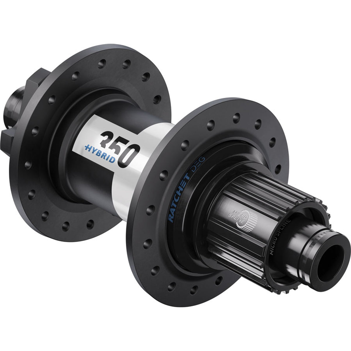 350 Deg Hybrid Rear Hub - 6-Bolt - 32H - DEG 60 DF - 12 x 148mm - Black/White - 12mm Thru x 148mm - 6-Bolt Disc - J-Bend