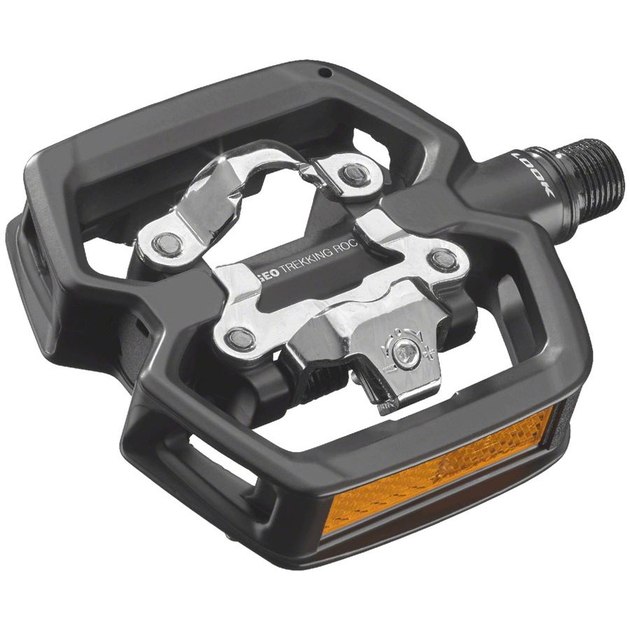 GEO TREKKING ROC Pedals - Single Side Clipless with Platform, Chromoly, 9/16", Black