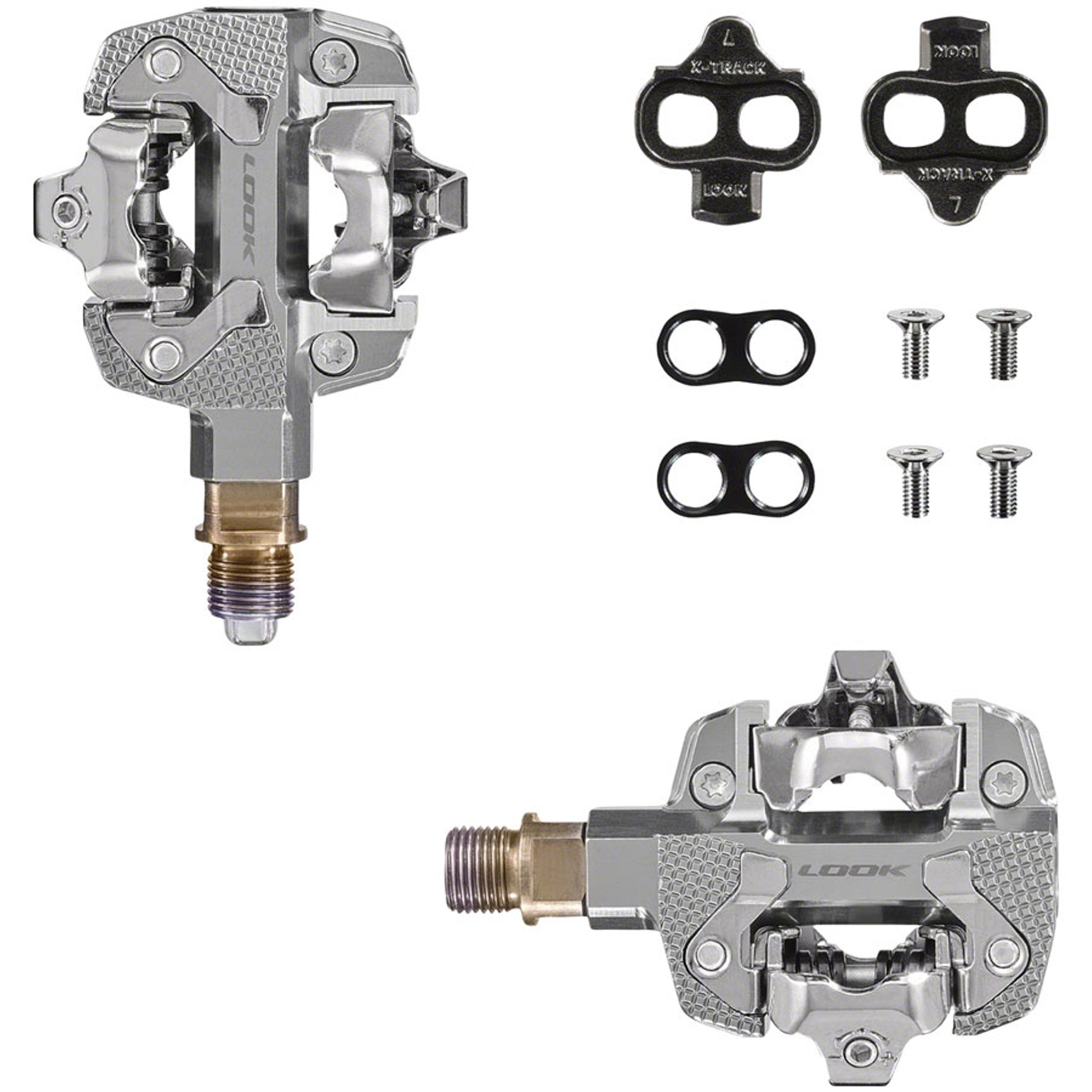 X-TRACK Single Power Pedals - Dual Sided Clipless, Chromoly,  9/16", Silver