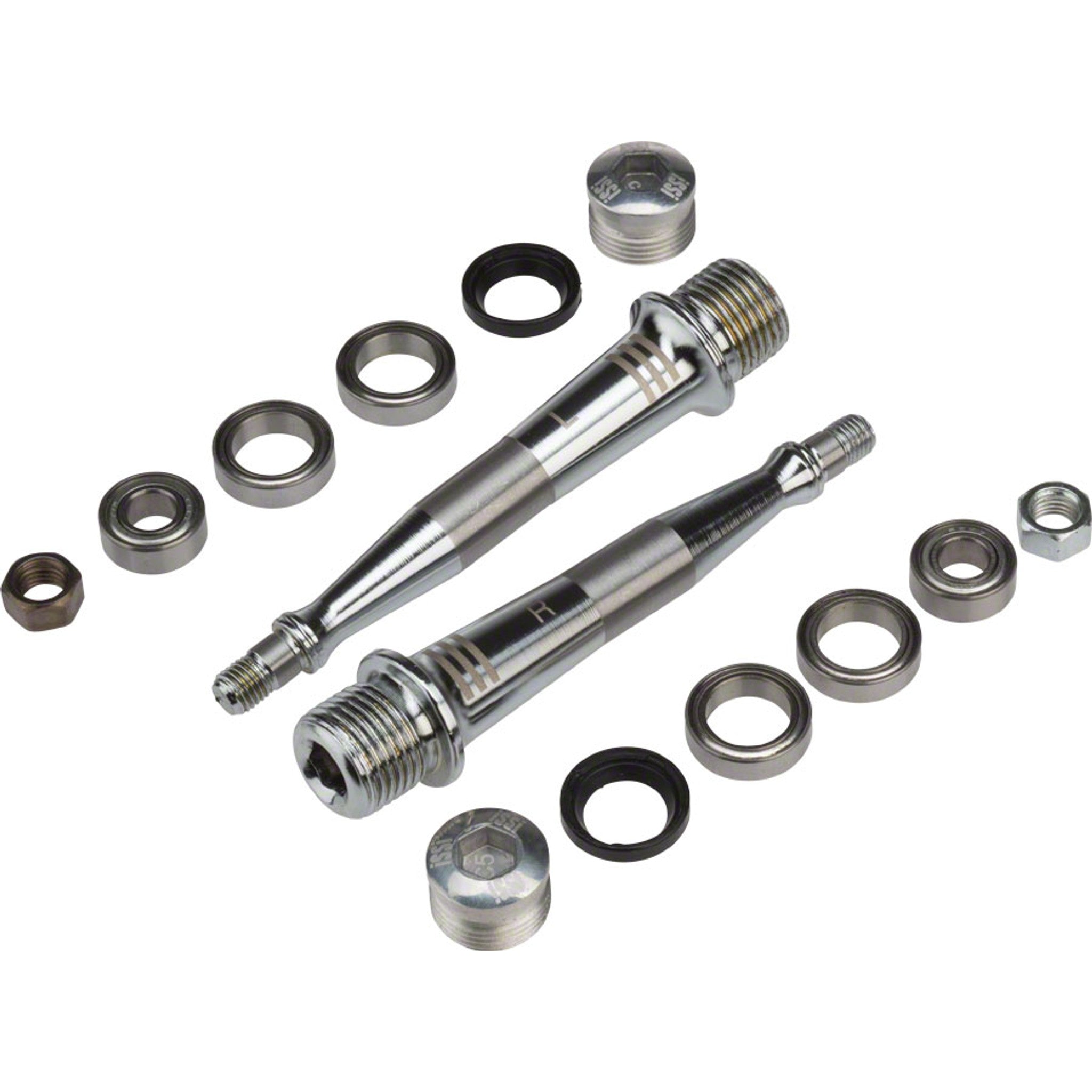 Triple Bearing Spindle Rebuild Kit: Standard Length (52.5mm), Silver