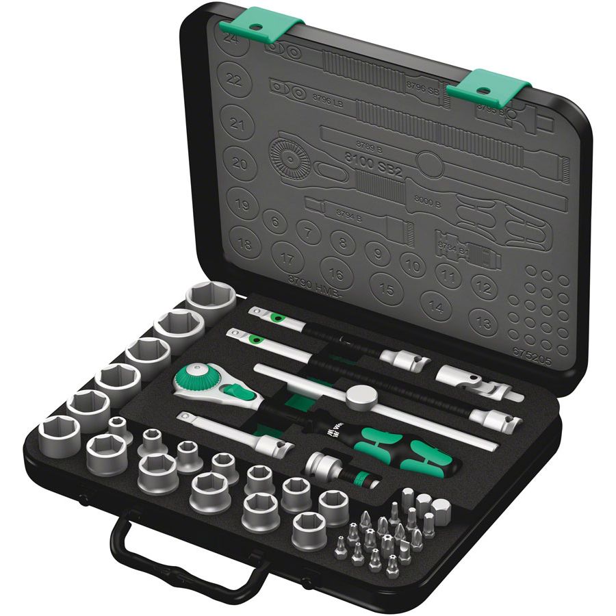 8100 SB 2 Zyklop Speed Ratchet Set, 3/8" Drive, Metric