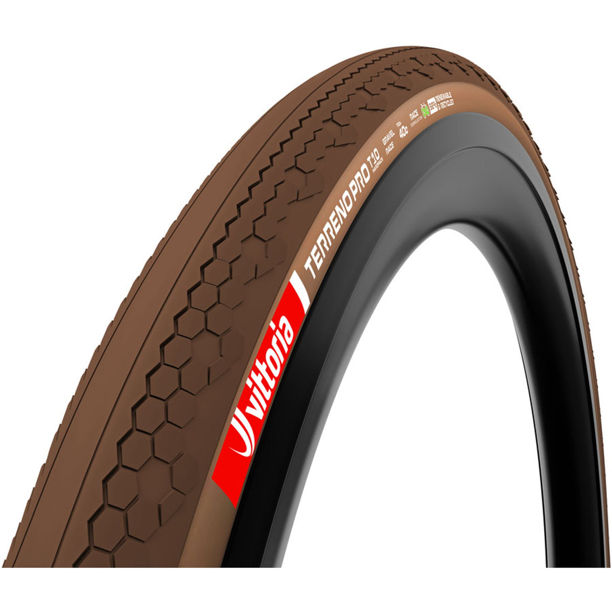 Terreno Pro T10 Hardpack Tire - Eco Gravel Race - Folding - Tubeless Ready Clincher - Black/Brown