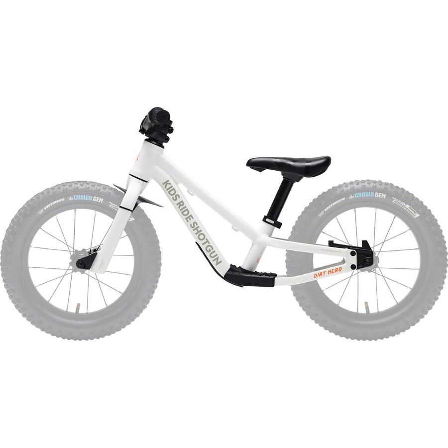 Dirt Hero MTB Balance Bike - Fits 12-14" Wheels, Wheels/Rear Brake Sold Separately, Aluminum, White