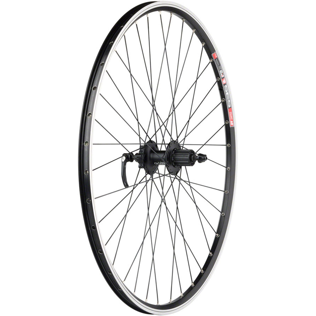 TK535/Deore Rear Wheel - 700, QR x 135mm, 6-Bolt Disc, Rim Brake, HG 10, Black, Clincher, 36H