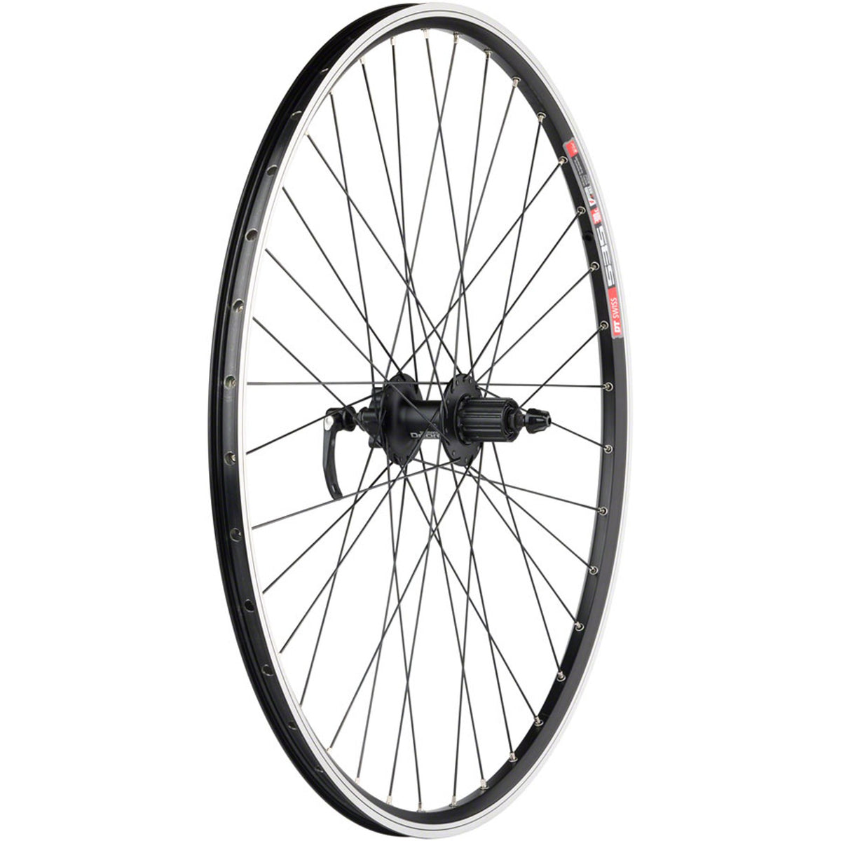 TK535/Deore Rear Wheel - 700, QR x 135mm, 6-Bolt Disc, Rim Brake, HG 10, Black, Clincher, 36H