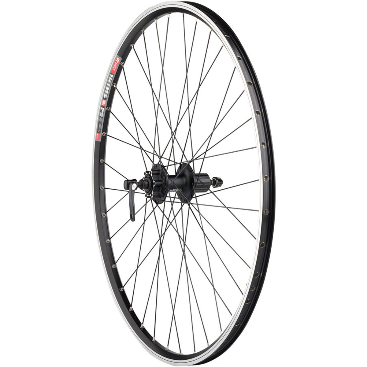 TK535/Deore Rear Wheel - 700, QR x 135mm, 6-Bolt Disc, Rim Brake, HG 10, Black, Clincher, 36H