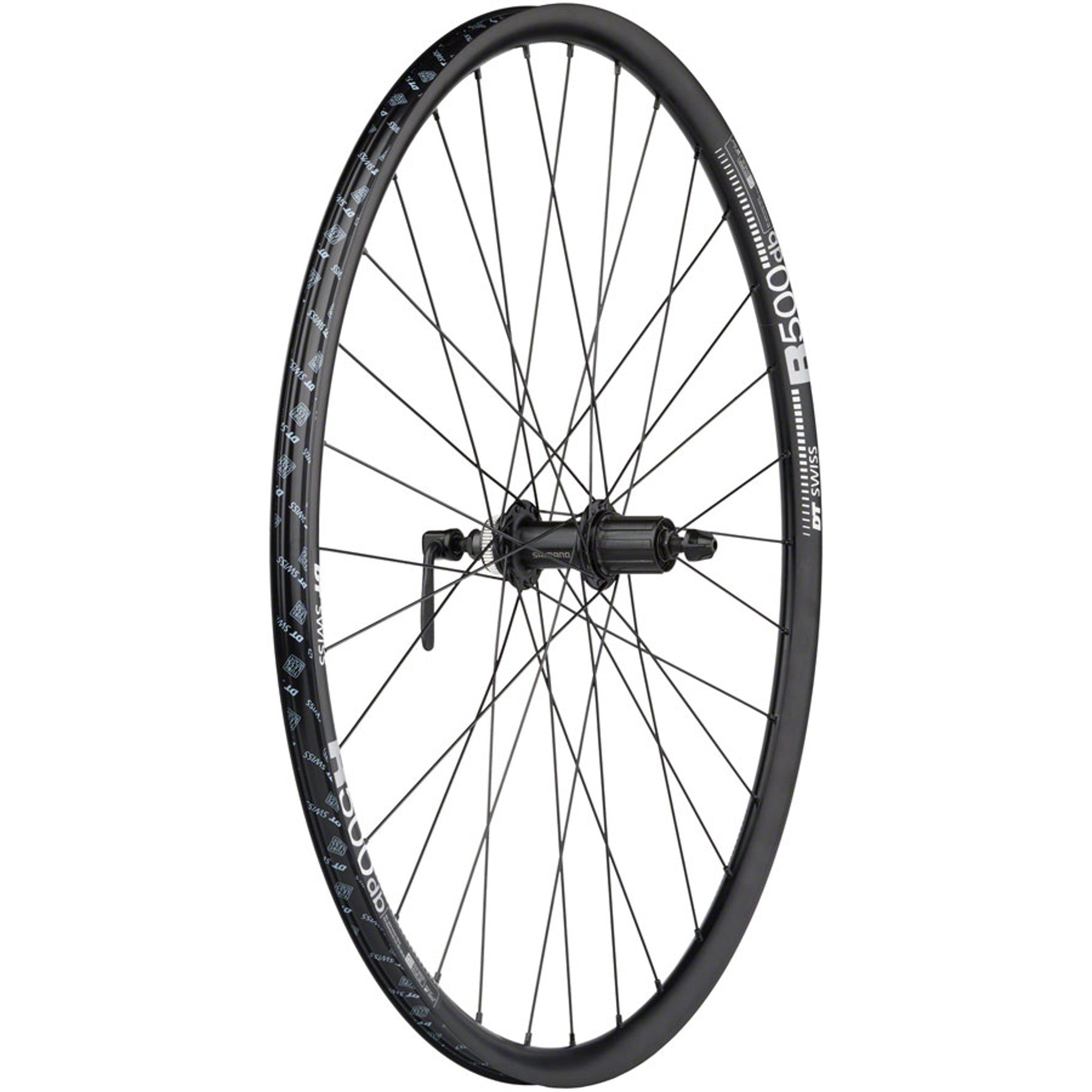 Shimano / DT R500 Disc Wheelset - 700, QR x 100/135mm, Center-Lock, HG 11 MTN, Black, 32H