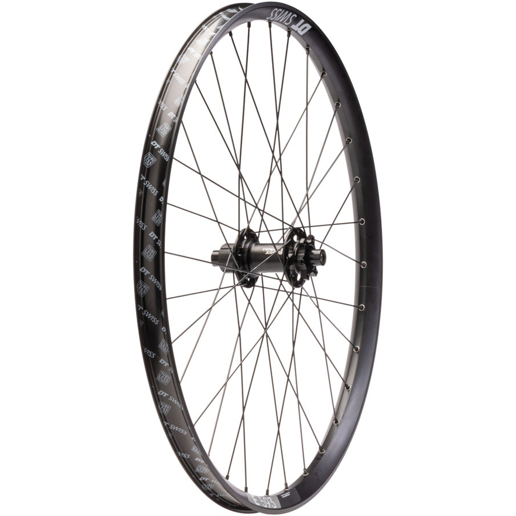 Bear Pawls / DT Swiss E593 Rear Wheel - 26", 10 x 135mm Bolt-On, 6-Bolt, 13T Single-Speed, Black, 32H