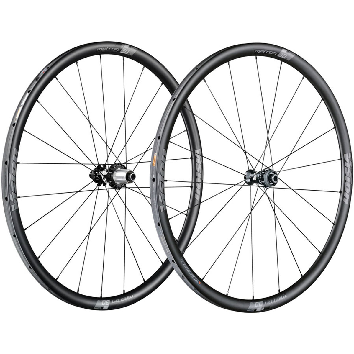 Vision Metron 30 Wheelset, Tubular 700c, 21/24H Spoke Count, Disc Brake, Center Lock Rotor Mount – Black